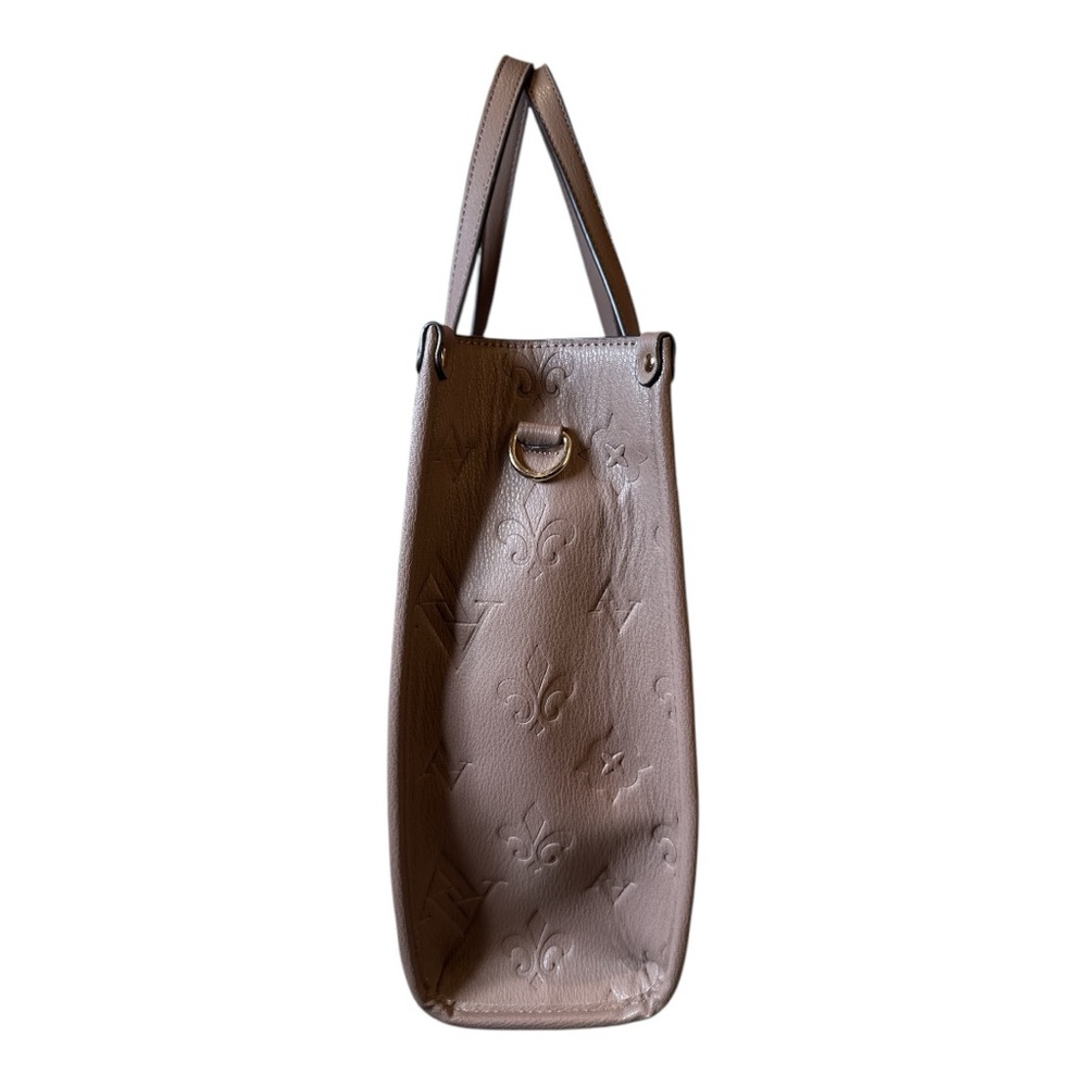 Adrienne Vittadini Taupe Leather Tote with Gold Hardware - Picture 4 of 14